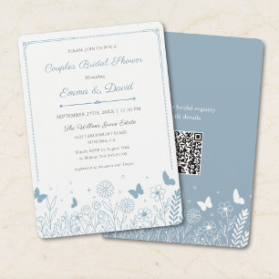 Couples Bridal Shower Invitation Dusty Blue Floral