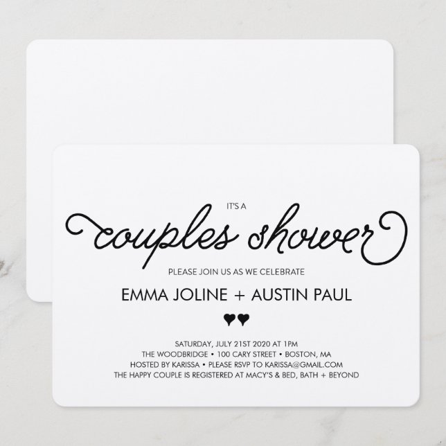 Couples Bridal Shower Invitation - Kraft (Front/Back)