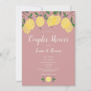 Couples Bridal Shower Lemons Dusty Rose Invitation