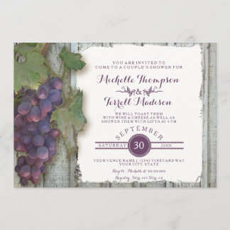 Couples Bridal Shower Vineyard Wine Grapes Theme Invitation