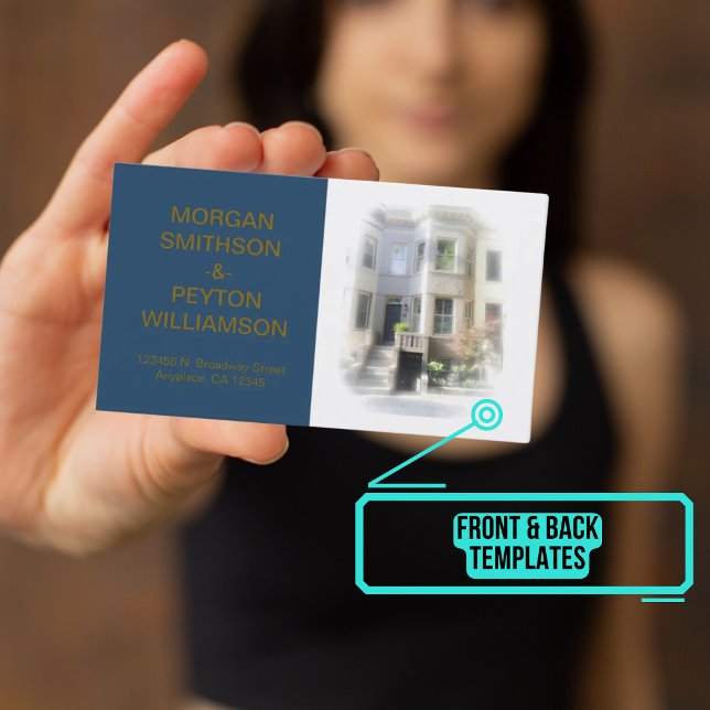 Couples Calling Card - Photo w Border Blue (This design has easily customizable templates for text and photo.)