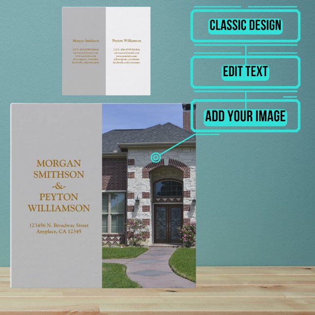 Couples Calling Card with Full Photo (Square Grey) (A personal calling card is a great and quick way to share you details.)