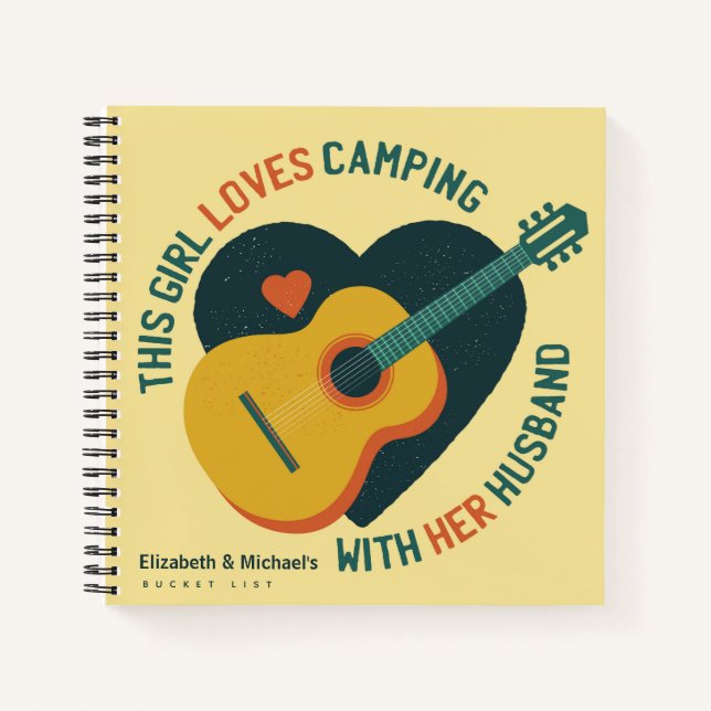 Couples Camping BUCKET LIST Custom Fun Quote Notebook (Front)