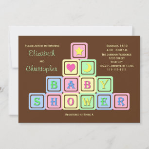 Couples Coed Baby Shower Invitation Baby Blocks