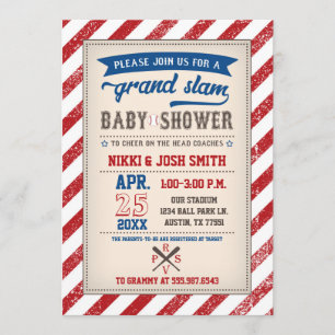 Couples Coed Baseball Baby Shower Vintage Invitation