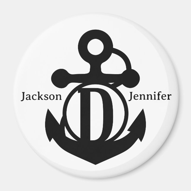 Couple's Custom D Initial Anchor Cruise Door Magnet (Front)