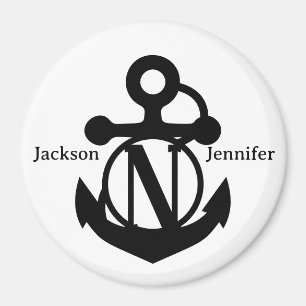 Couple's Custom N Initial Anchor Cruise Door Magnet