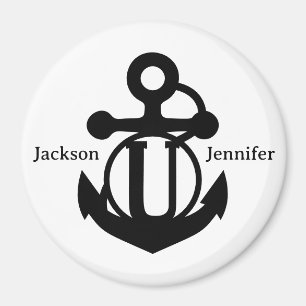 Couple's Custom U Initial Anchor Cruise Door Magnet