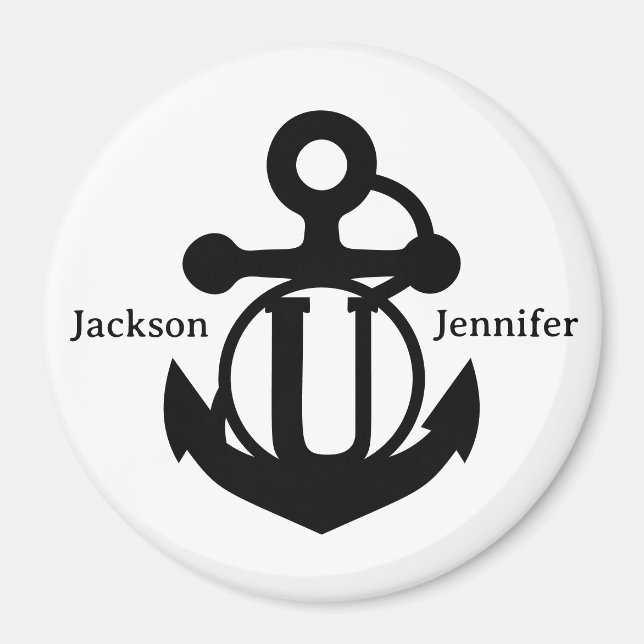 Couple's Custom U Initial Anchor Cruise Door Magnet (Front)
