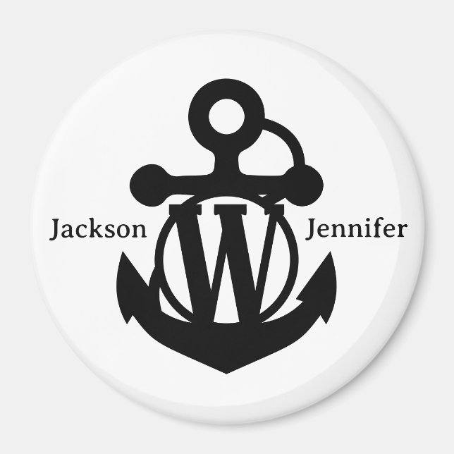 Couple's Custom W Initial Anchor Cruise Door Magnet (Front)