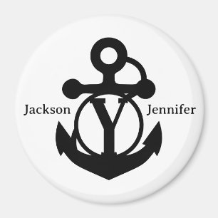 Couple's Custom Y Initial Anchor Cruise Door Magnet