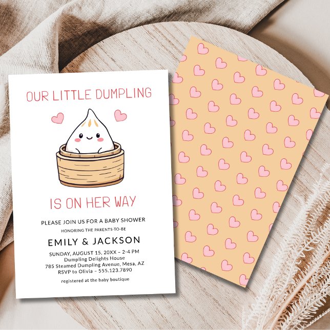 Couples Cute Little Dumpling Hearts Baby Shower Invitation (Creator Uploaded)