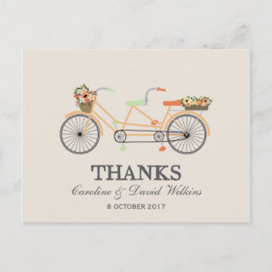 Couple's Cycle Wedding Thank You Postcard