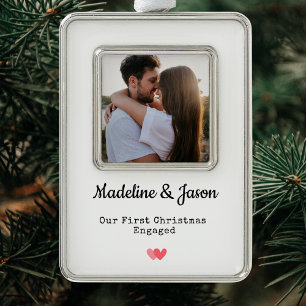Couples Engagement Custom Photo Framed Ornament