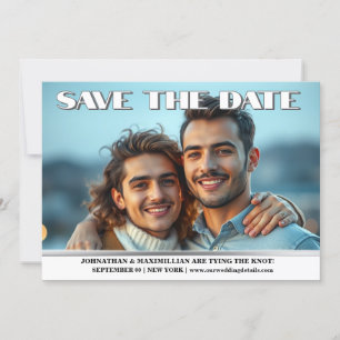 Couples engagement photo wedding announcement gay
