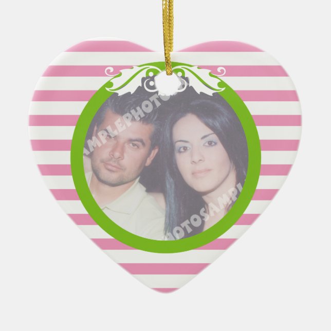 Couple's firs/1st Christmas wedding photo ornament (Front)