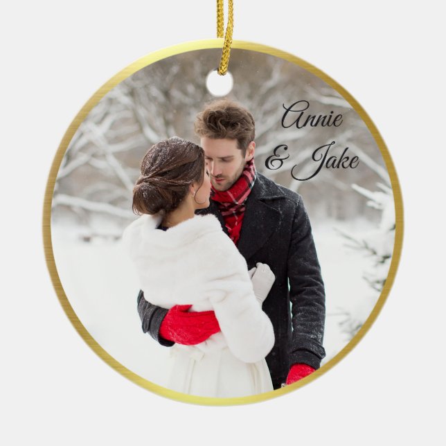 Couple's First Christmas Ceramic Ornament (Front)