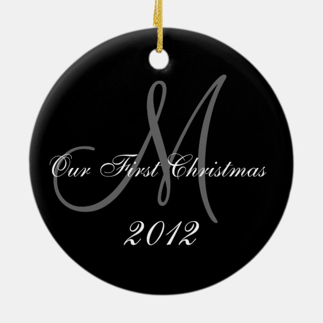 Couple's First Christmas Ornament | Monogram (Back)