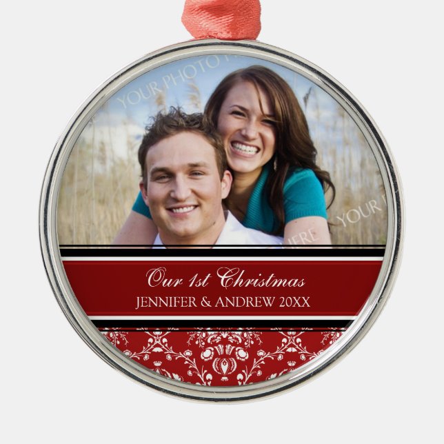 Couple's First Christmas Photo Christmas Ornament (Front)