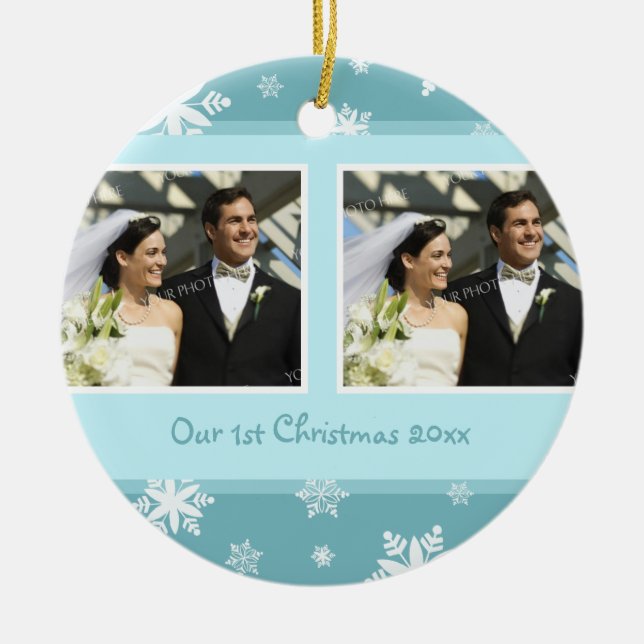 Couple's First Christmas Photo Christmas Ornament (Front)