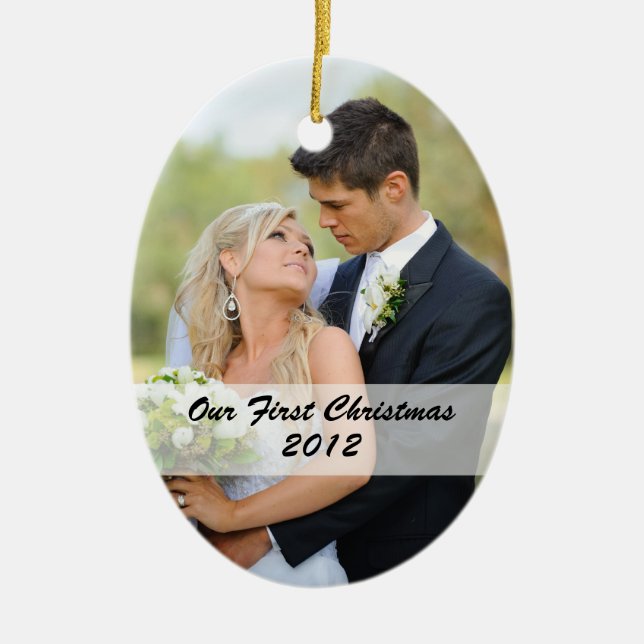 Couple's First Christmas Photo Ornament (Front)