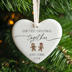 Couples First Christmas Together Photo Ceramic Ornament
