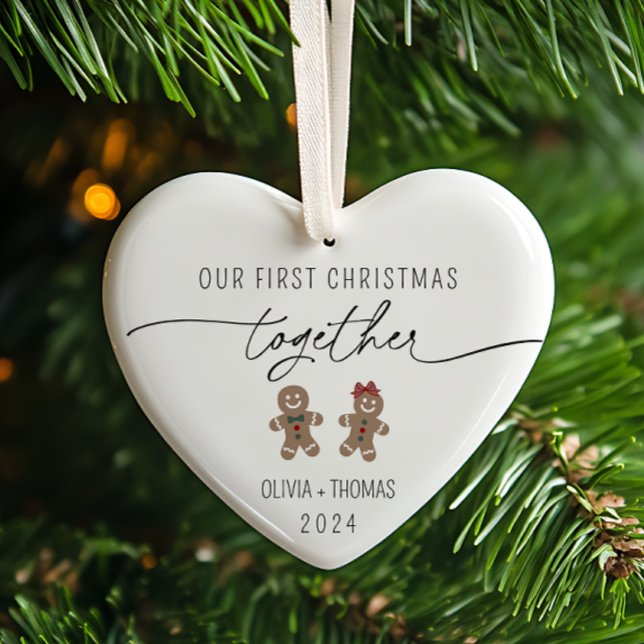 Couples First Christmas Together Photo Ceramic Ornament (Creator Uploaded)