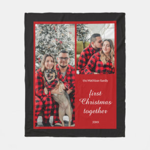 Couples First Christmas Together Photo Fleece Blanket