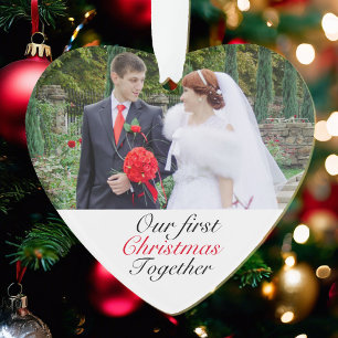 Couple's First Christmas Wedding Photo Year Or Ornament
