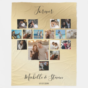 Couples Gift Valentine's Day Heart Photo Collage Fleece Blanket