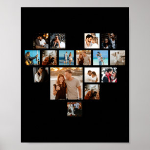 Couples Gift Valentines Day Heart Photo Collage T Poster
