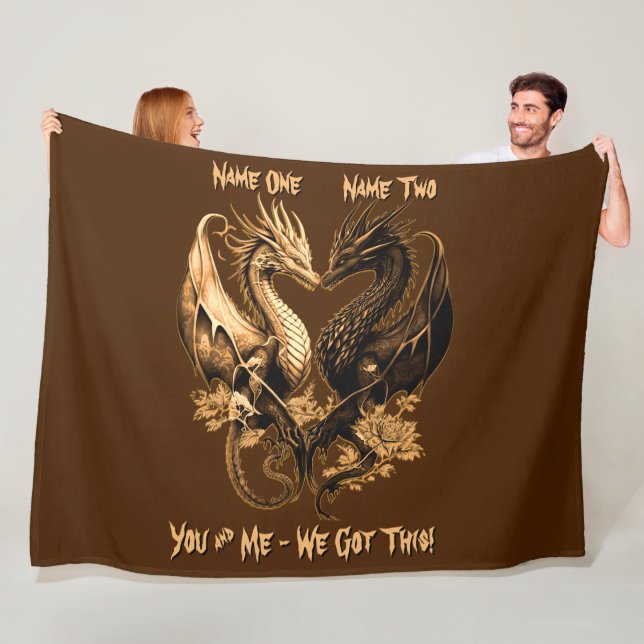 Couples Gold Dragons Add Names We Got This 60"x80" Fleece Blanket (In Situ)