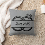 Couples Grey Wedding Rings Design | Custom Cushion<br><div class="desc">Personalised Couples Throw Pillow – His & Hers Rings Design, Custom Family Name or Established Year – Anniversary or Wedding Gift Celebrate your love story with this beautifully designed couples throw pillow, featuring an elegant image of two wedding rings—one for him, one for her. Personalise the centre with your family...</div>
