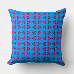 Couples Heart in Red and Black over Blue Wall Cushion