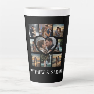 Couples I Love You Heart Nine Photo Latte Mug