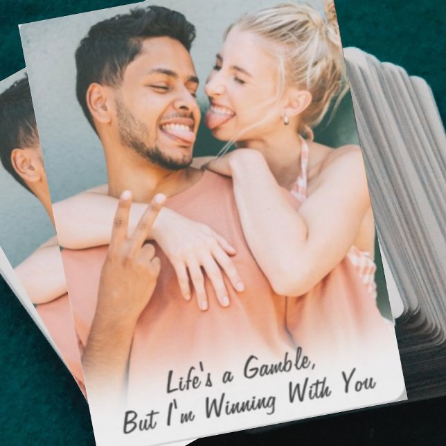 Couples I'm Winning Quote Custom Photo Anniversary Playing Cards (Creator Uploaded)