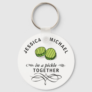 Couples' In a Pickle Together Personalised Key Ring