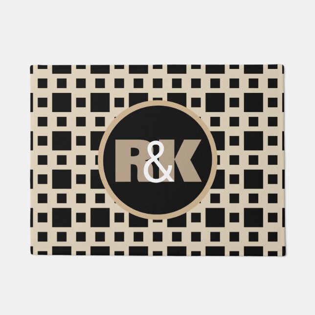 Couples Initials Closely Together Cool Geometric Doormat (Front)
