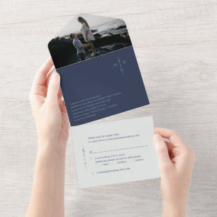 Couples Initials Cross Christian Wedding All In One Invitation