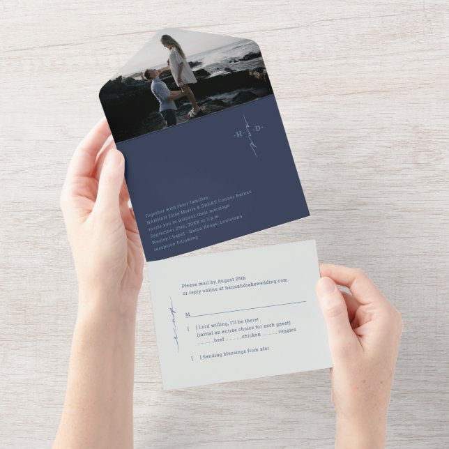 Couples Initials Cross Christian Wedding All In One Invitation (Tearaway)