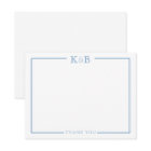 Couple's Initials Newlyweds Blue Thank You