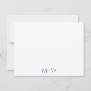 Couple's Initials Newlyweds Light Blue Stationery Card