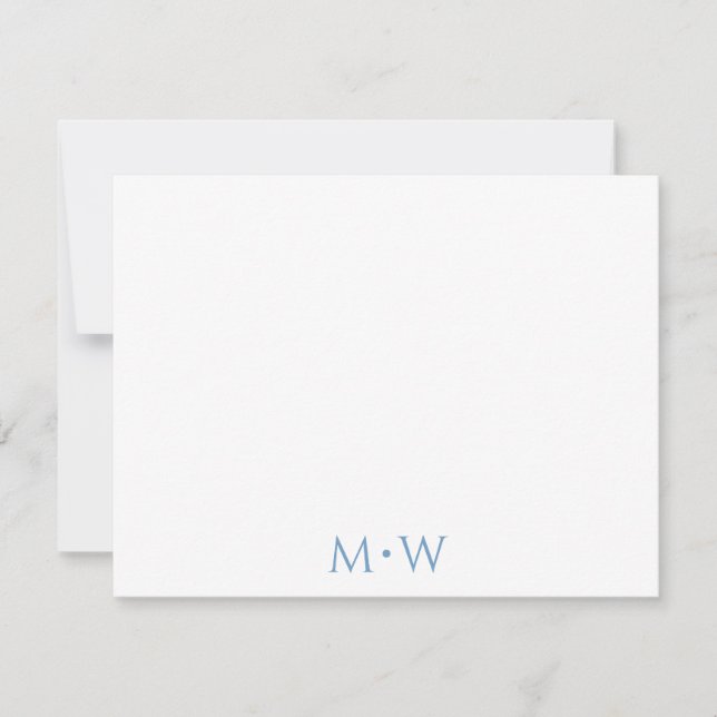 Couple's Initials Newlyweds Light Blue Stationery Card (Front)
