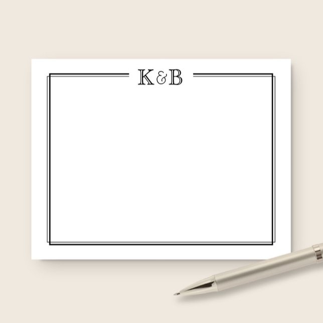 Couple's Initials Newlyweds Monogram Black White Card (Creator Uploaded)