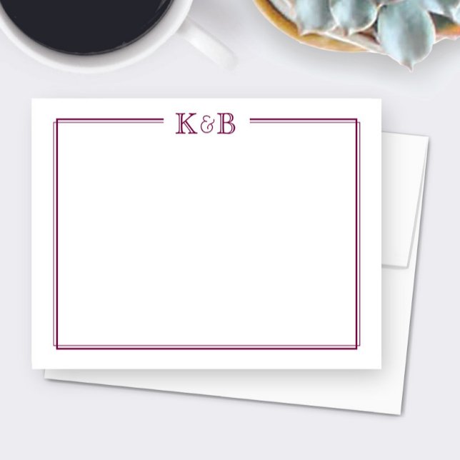 Couple's Initials Newlyweds Monogram Wine Maroon Card (Creator Uploaded)