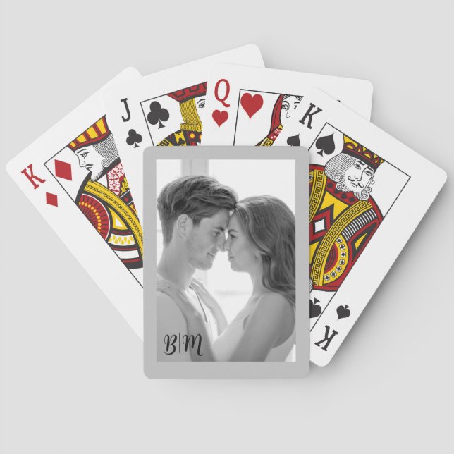 Couples Initials Retro Photo Monogram Playing Card (Back)