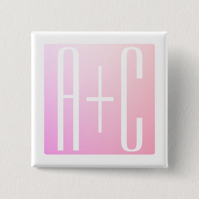 Couple's Initials | Subtle Pink Gradation 15 Cm Square Badge (Front)