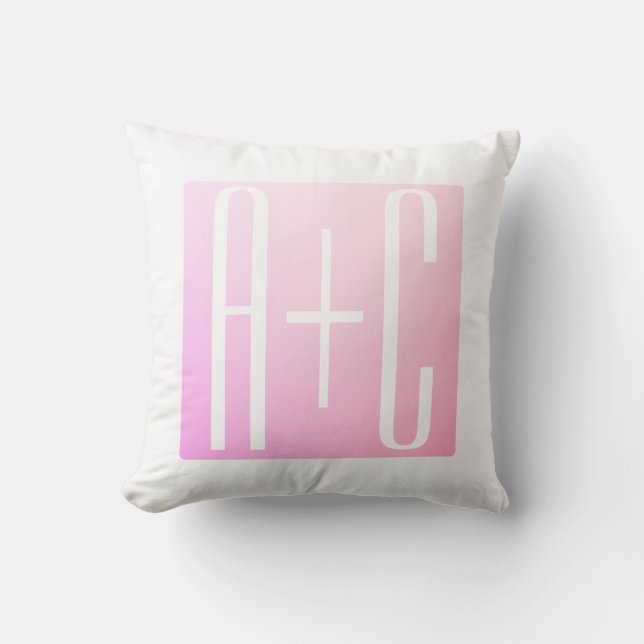 Couple's Initials | Subtle Pink Gradation Cushion (Front)