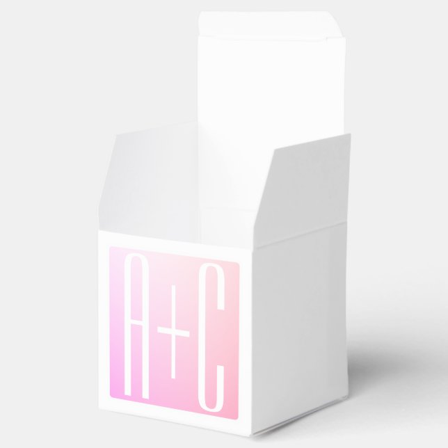 Couple's Initials | Subtle Pink Gradation Favour Box (Opened)