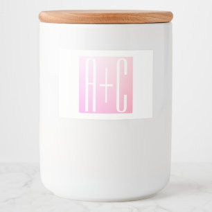 Couple's Initials Subtle Pink Gradation Food Label